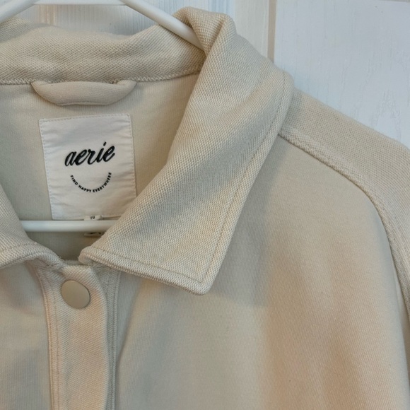 Aerie Shacket Oversized Cream Colored Snap Up Shirt Jacket Women’s Size XL - Picture 12 of 16